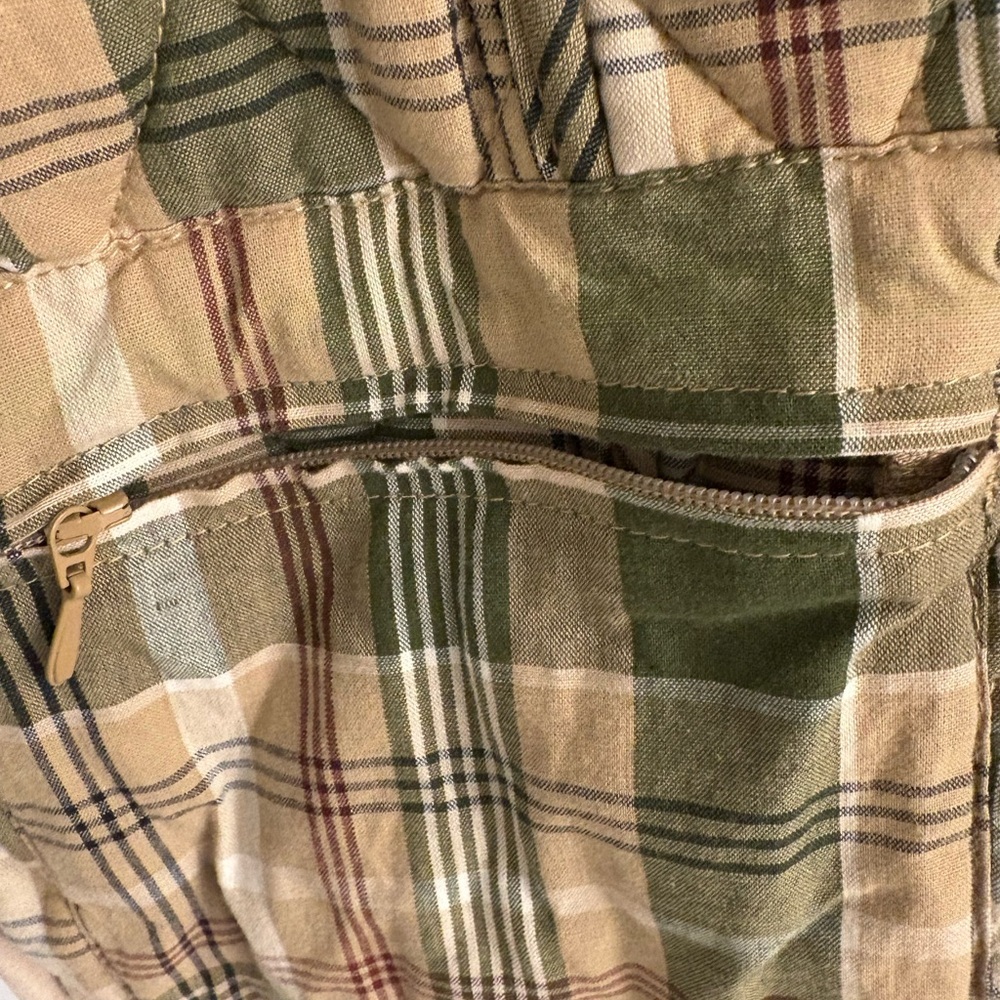 Vintage LL Bean Quilted Khaki Plaid Insulated Barn Coat Size Small - Picture 7 of 17
